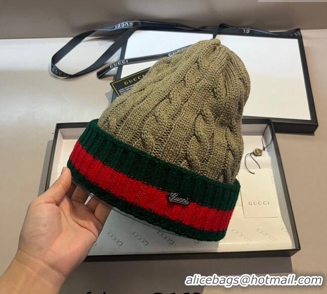 Best Price Gucci Knit Hat with Web 1123 Green 2023