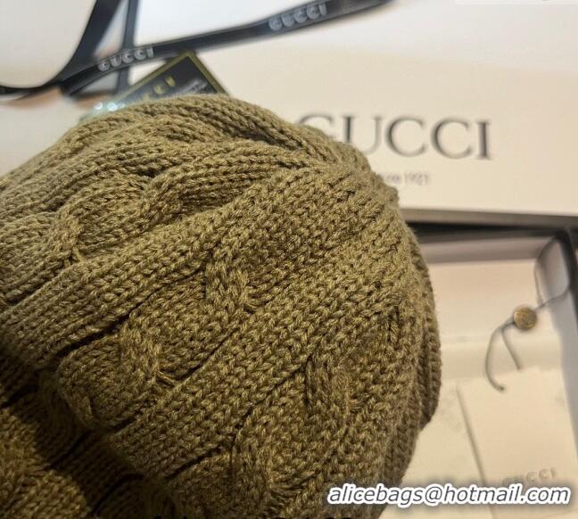 Best Price Gucci Knit Hat with Web 1123 Green 2023