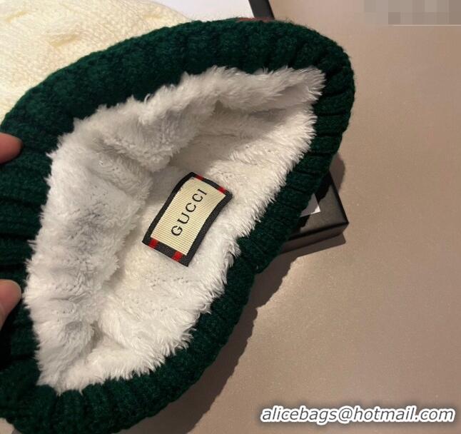 Unique Cheapest Gucci Knit Hat with Web 1123 White 2023