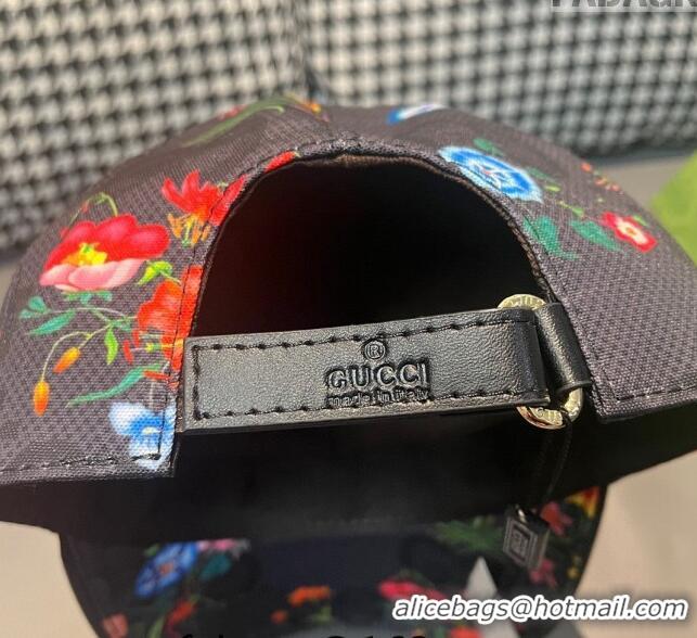 Well Crafted Gucci GG Flora Baseball Hat 1206 Black 2023