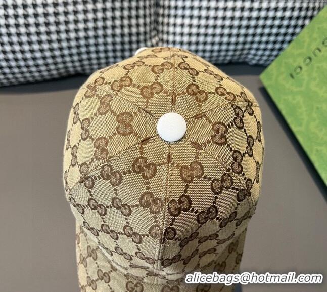 Good Looking Gucci GG Baseball Hat with Siganture 1206 Beige 2023