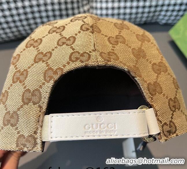 Good Looking Gucci GG Baseball Hat with Siganture 1206 Beige 2023