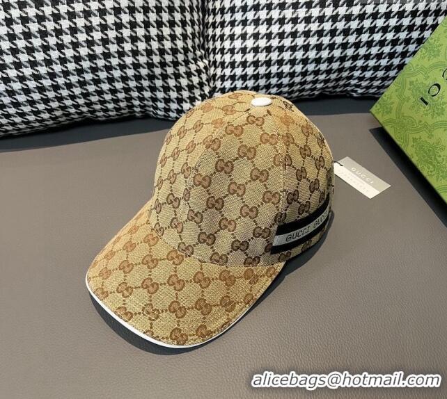 Good Looking Gucci GG Baseball Hat with Siganture 1206 Beige 2023