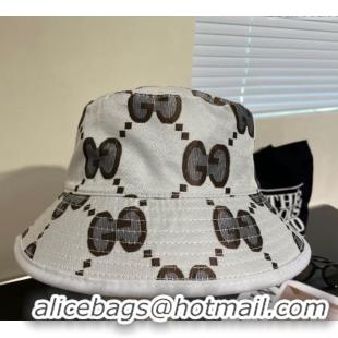 Best Product Gucci Interlocking G Bucket Hat 0112 White/Brown 2024