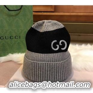 Famous Brand Gucci Knit Hat with Sequins GG 0131 Grey/Black 2024