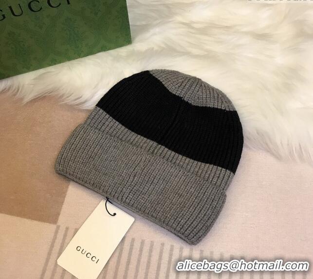 Famous Brand Gucci Knit Hat with Sequins GG 0131 Grey/Black 2024