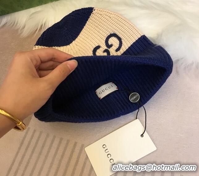 Top Grade Gucci Knit Hat with Sequins GG 0131 Light Beige/Blue 2024