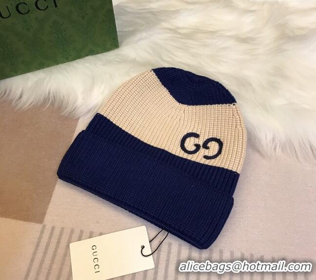 Top Grade Gucci Knit Hat with Sequins GG 0131 Light Beige/Blue 2024