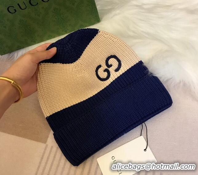 Top Grade Gucci Knit Hat with Sequins GG 0131 Light Beige/Blue 2024