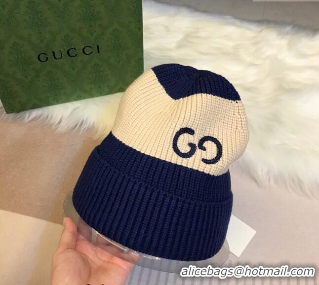 Top Grade Gucci Knit Hat with Sequins GG 0131 Light Beige/Blue 2024