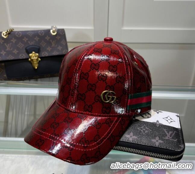 Luxury Cheap Gucci GG Crystal Canvas Baseball Hat 760147 Red 2024