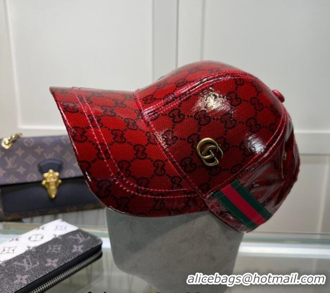 Luxury Cheap Gucci GG Crystal Canvas Baseball Hat 760147 Red 2024