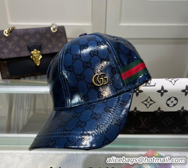 Popular Style Gucci GG Crystal Canvas Baseball Hat 760147 Blue 2024