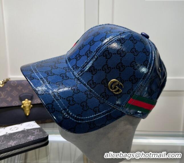 Popular Style Gucci GG Crystal Canvas Baseball Hat 760147 Blue 2024