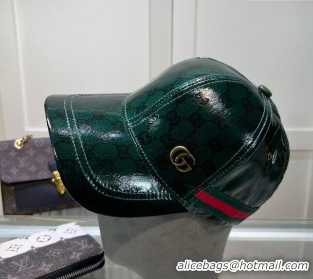 Super Quality Gucci GG Crystal Canvas Baseball Hat 760147 Green 2024