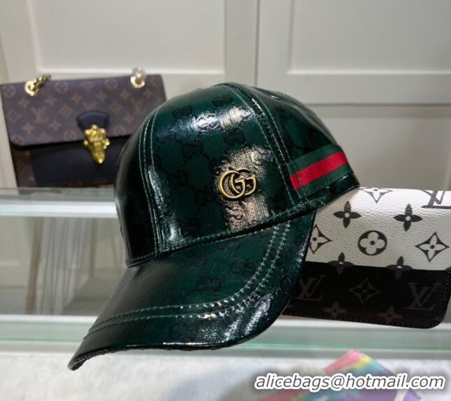 Super Quality Gucci GG Crystal Canvas Baseball Hat 760147 Green 2024