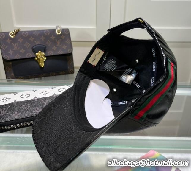 Top Quality Gucci GG Crystal Canvas Baseball Hat 760147 Black 2024