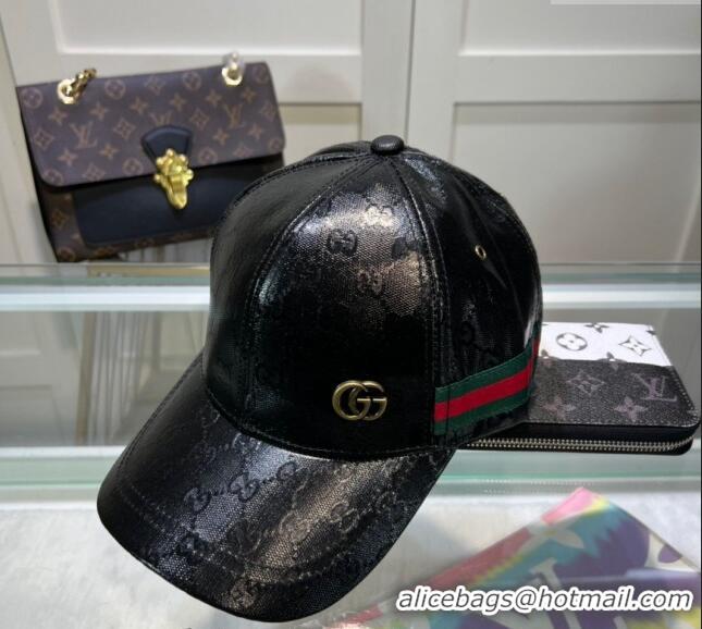 Top Quality Gucci GG Crystal Canvas Baseball Hat 760147 Black 2024