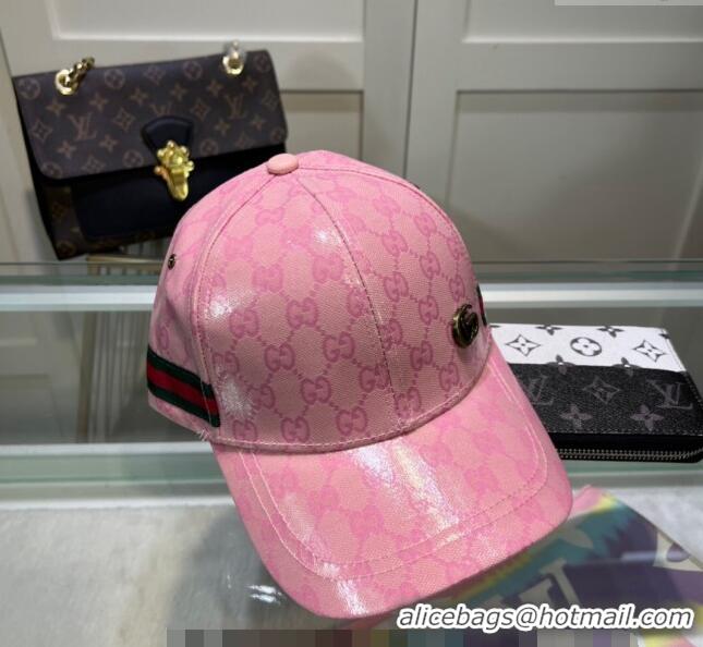 Super Quality Gucci GG Crystal Canvas Baseball Hat 760147 Pink 2024