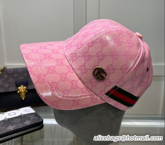 Super Quality Gucci GG Crystal Canvas Baseball Hat 760147 Pink 2024