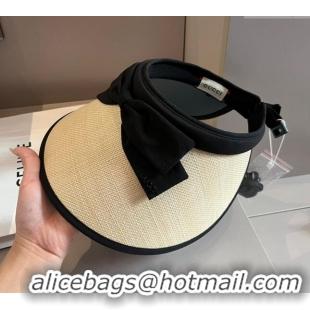 Good Quality Gucci Straw Visor Hat with Bow 0301 Black 2024