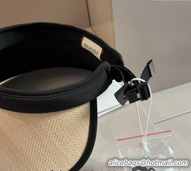 Good Quality Gucci Straw Visor Hat with Bow 0301 Black 2024