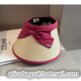 Best Grade Gucci Straw Visor Hat with Bow 0301 Red 2024