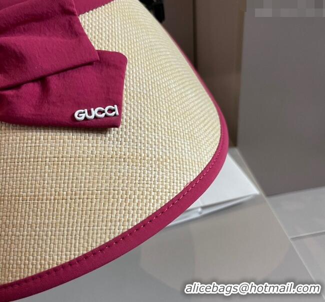 Best Grade Gucci Straw Visor Hat with Bow 0301 Red 2024