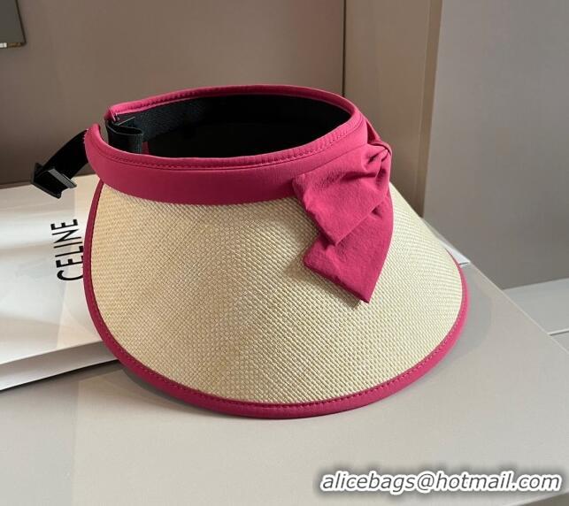 Best Grade Gucci Straw Visor Hat with Bow 0301 Red 2024