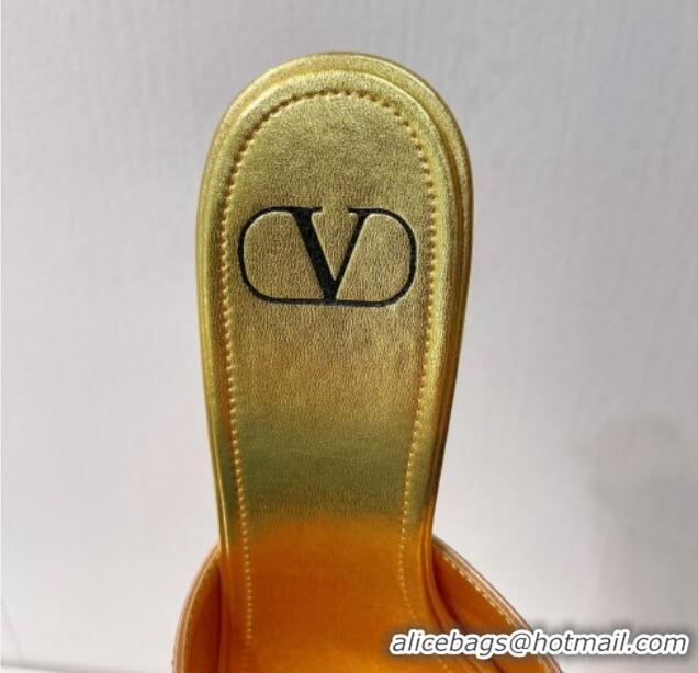 Purchase Valentino VLogo Heel Slides Sandal 8cm in Toile Iconographe Strass Gold/Nude 612066