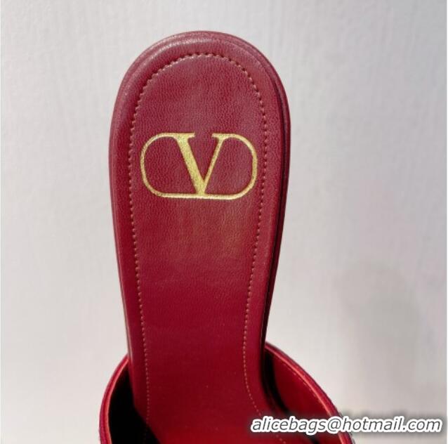 Low Price Valentino VLogo Heel Slides Sandal 8cm in Toile Iconographe Strass Burgundy/Red 612070