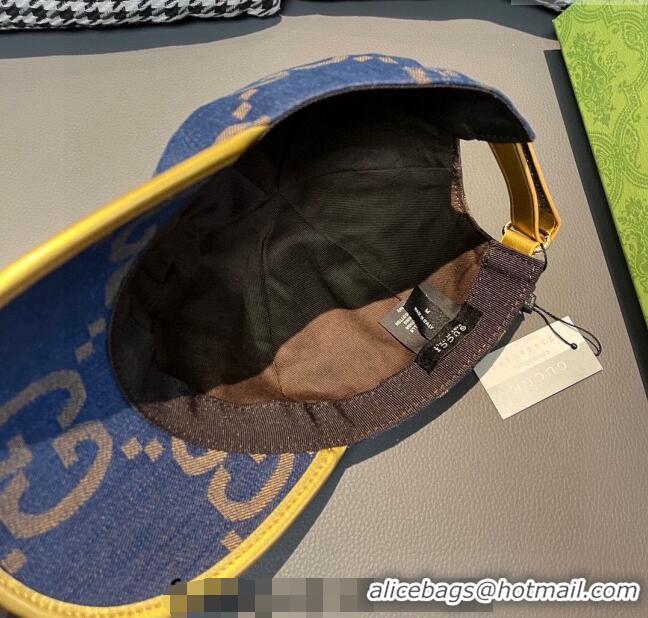 Gucci Jumbo GG Denim Baseball hat 0301 Dark Blue 2024