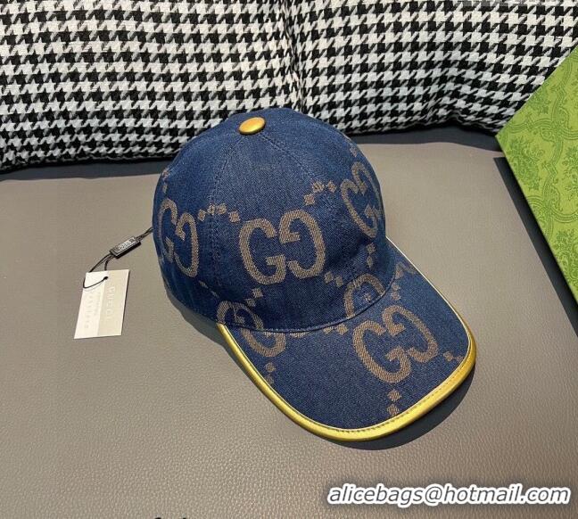 Gucci Jumbo GG Denim Baseball hat 0301 Dark Blue 2024