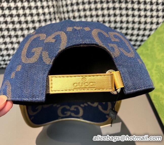 Gucci Jumbo GG Denim Baseball hat 0301 Dark Blue 2024