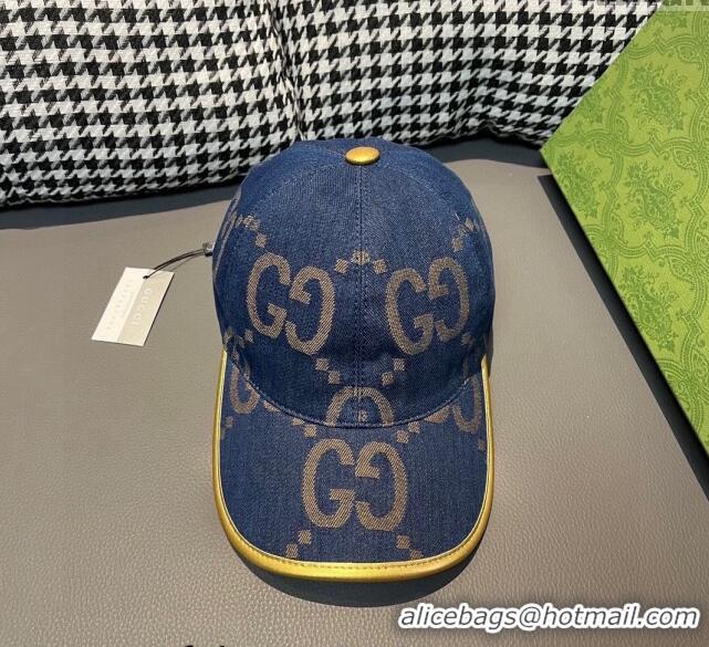 Gucci Jumbo GG Denim Baseball hat 0301 Dark Blue 2024