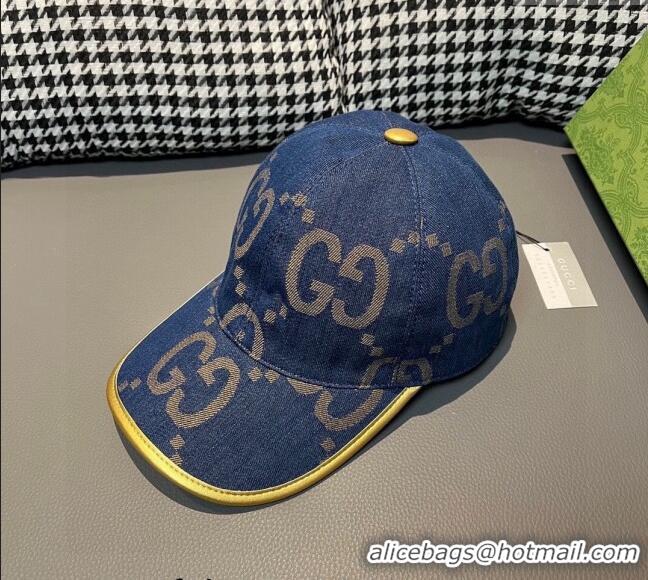 Gucci Jumbo GG Denim Baseball hat 0301 Dark Blue 2024