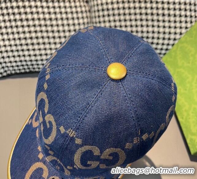 Gucci Jumbo GG Denim Baseball hat 0301 Dark Blue 2024