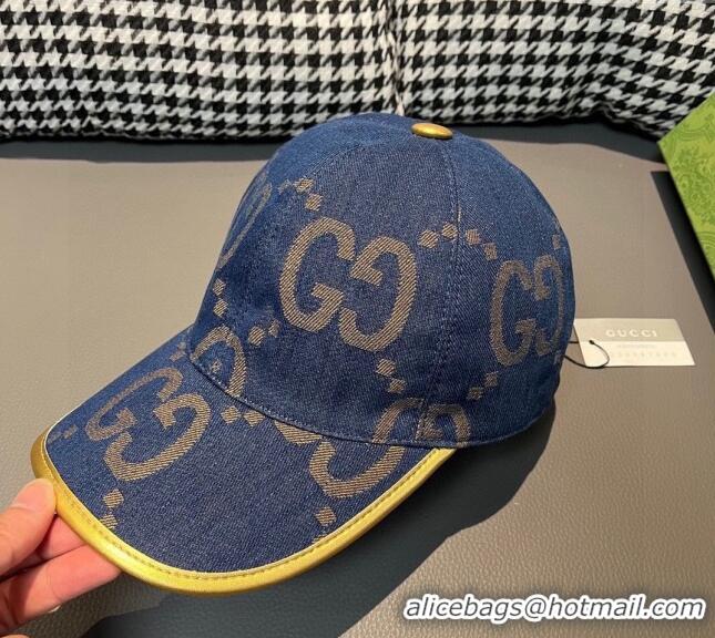 Gucci Jumbo GG Denim Baseball hat 0301 Dark Blue 2024