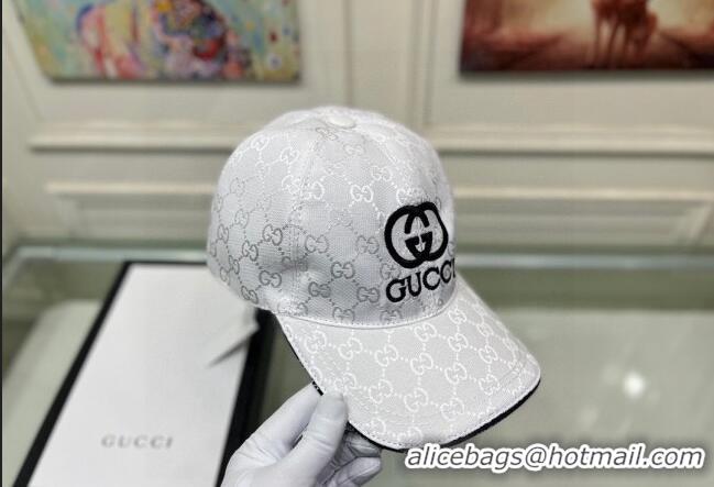 Best Price Gucci GG Canvas Baseball hat with Interlocking G 0301 White 2024