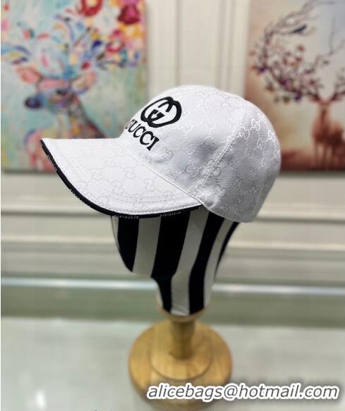 Best Price Gucci GG Canvas Baseball hat with Interlocking G 0301 White 2024