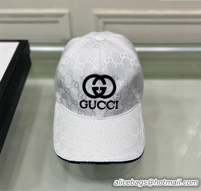 Best Price Gucci GG Canvas Baseball hat with Interlocking G 0301 White 2024