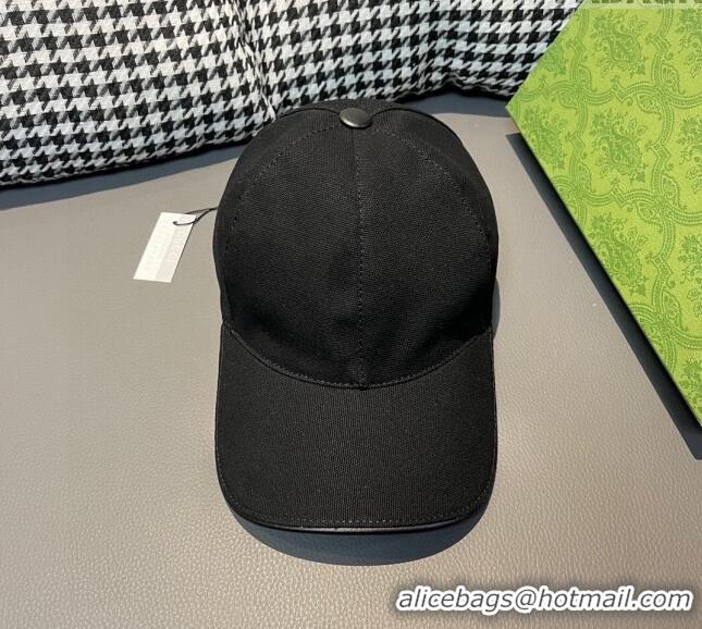 Shop Discount Gucci Canvas Baseball hat with Side Interlocking G 0301 Black 2024 