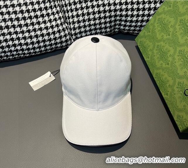 Top Design Gucci Canvas Baseball hat with Side Interlocking G 0301 White 2024