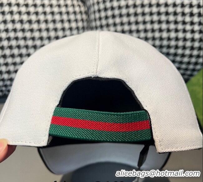 Top Design Gucci Canvas Baseball hat with Side Interlocking G 0301 White 2024