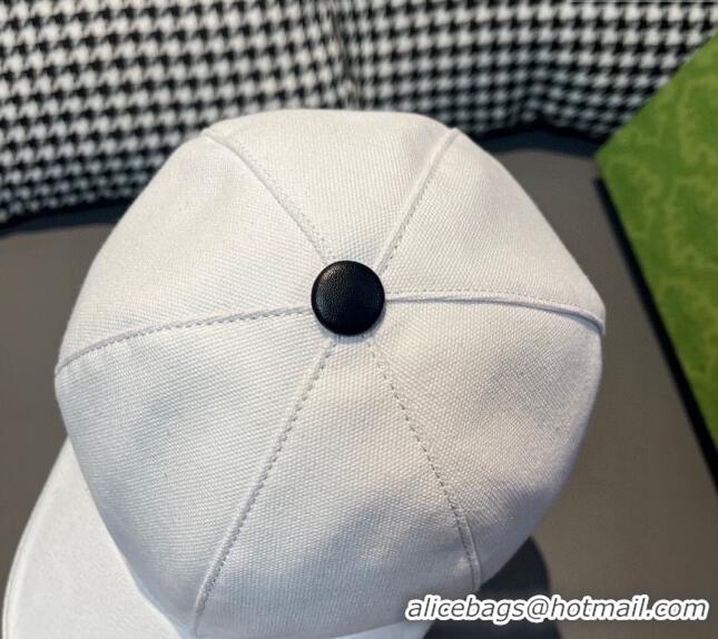 Top Design Gucci Canvas Baseball hat with Side Interlocking G 0301 White 2024