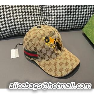 Hot Sell Cheap Gucci GG Canvas Baseball Hat with Bears 3016 Beige 2024