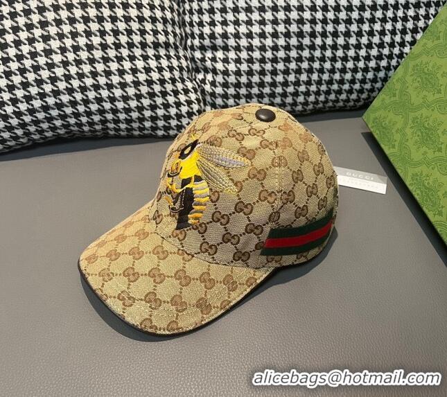 Hot Sell Cheap Gucci GG Canvas Baseball Hat with Bears 3016 Beige 2024