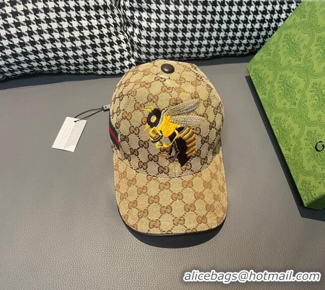 Hot Sell Cheap Gucci GG Canvas Baseball Hat with Bears 3016 Beige 2024