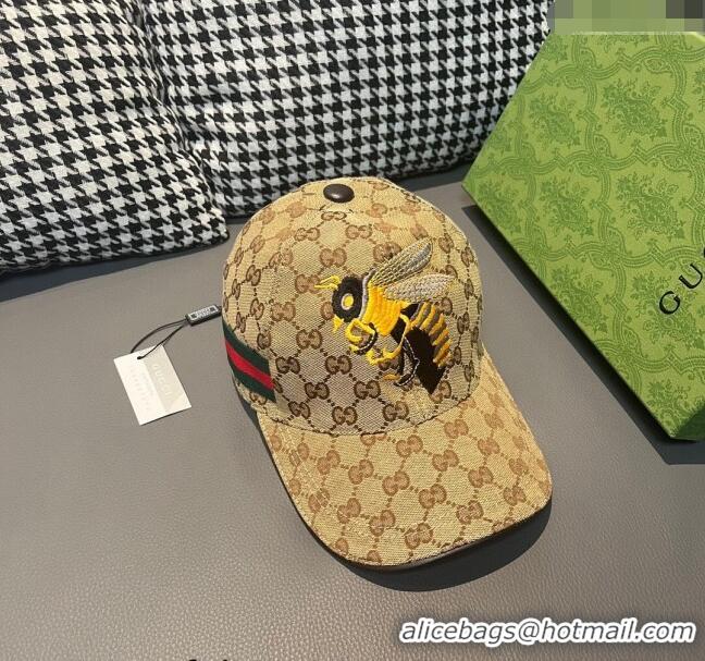 Hot Sell Cheap Gucci GG Canvas Baseball Hat with Bears 3016 Beige 2024