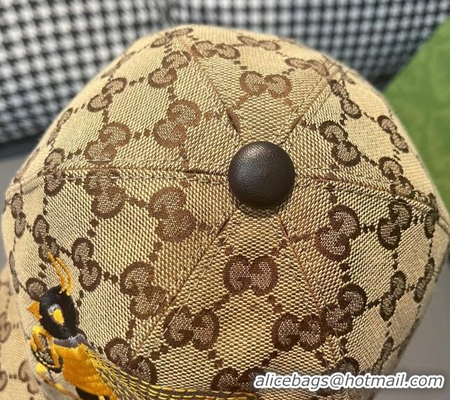 Hot Sell Cheap Gucci GG Canvas Baseball Hat with Bears 3016 Beige 2024